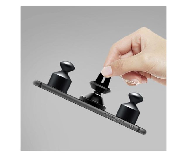 Suport grila ventilatie pentru telefon MRG L-224, Cu magnet, Rotire 360 grade, Negru