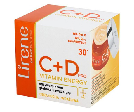 Crema Intens Hidratanta Pentru Fata, Lirene C+d Pro Vitamin Energy 30+, 50 ml