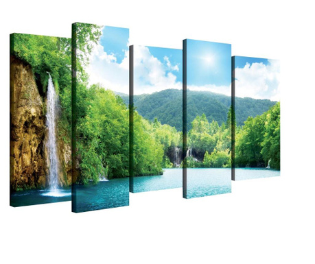 Сет Картина Канава Degrets 78367 Водопад при езерото 100x150см, (2x100x30 см, 3x80x30 см)
