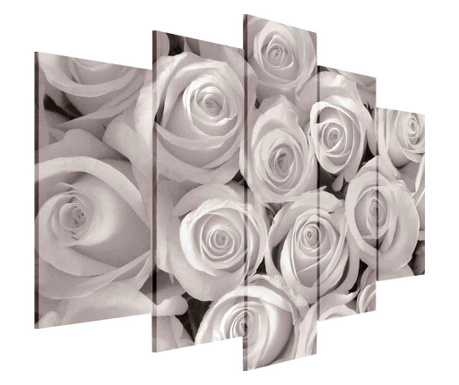 Сет Картина Канава Degrets 78550 Букет от бели рози 60x100см, 5 части ( 2x40x20 см, 2x50x20 см, 1x60x20 см)