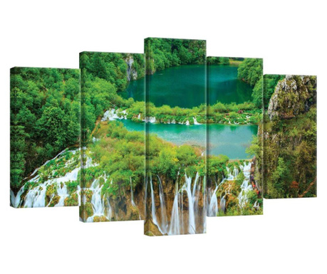 Сет Картина Канава Degrets 78475 Водопад в джунглата 60x100см, 5 части ( 2x40x20 см, 2x50x20 см, 1x60x20 см)