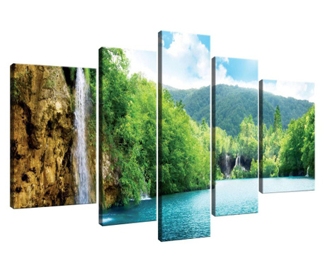 Сет Картина Канава Degrets 78341 Водопад при езерото 100x170см, (1x100x30 см, 2x80x30 см, 2x60x40 см)