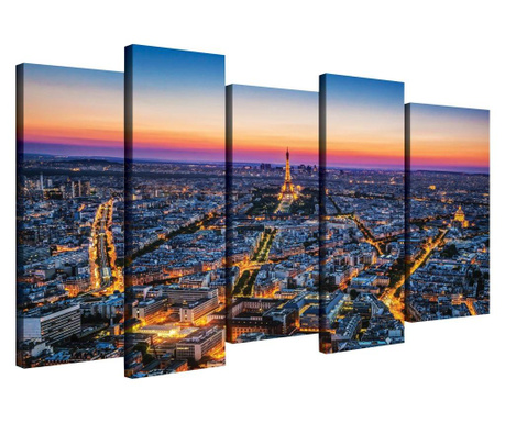 Сет Картина Канава Degrets 78368 Залез над Париж 100x150см, (2x100x30 см, 3x80x30 см)