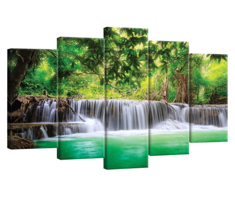 Сет Картина Канава Degrets 78555 Водопад в Тайланд 60x100см, 5 части ( 2x40x20 см, 2x50x20 см, 1x60x20 см)
