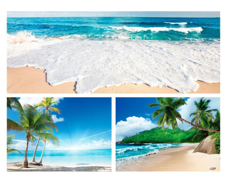 Сет Картина Канава Degrets 78645 Екзотични плажове 4 55,8x80см, 3 части ( 1 X 30 X 80 см, 2 X 25,8 X 37,5 см)