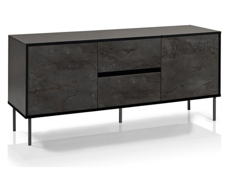 Bufet inferior Tft Home Furniture, Lisbona, melamina rezistenta la zgarieturi, 160x50x72 cm, negru/gri inchis