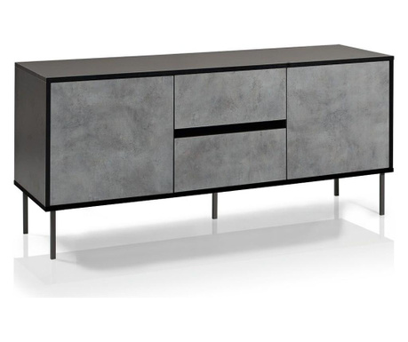 Bufet inferior Tft Home Furniture, Tux, melamina rezistenta la zgarieturi, 160x50x72 cm, negru/gri ciment