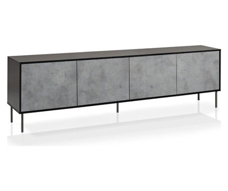 Bufet inferior Tft Home Furniture, Tux, melamina rezistenta la zgarieturi, 238x50x72 cm, negru/gri ciment