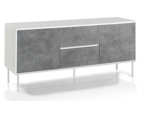 Bufet inferior Tft Home Furniture, Skee, melamina rezistenta la zgarieturi, 160x50x72 cm, alb/gri ciment