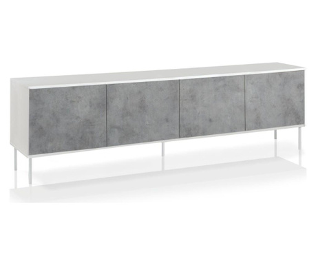 Bufet inferior Tft Home Furniture, Skee, melamina rezistenta la zgarieturi, 238x50x72 cm, alb/gri ciment
