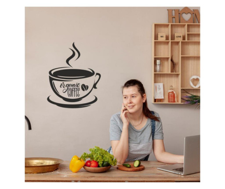 Sticker Pentru Bucatarie, Ceasca De Cafea, Organic Coffee, 57 X 70 Cm
