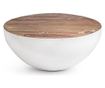 Masuta Cafea Metal Alb Cu Blat Lemn Natur Lancaster Ø 70 Cm X 32 H
