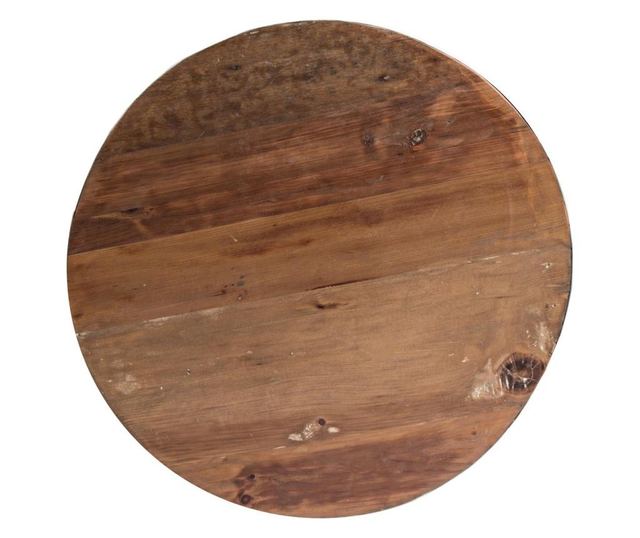 Masuta Cafea Metal Alb Cu Blat Lemn Natur Lancaster Ø 70 Cm X 32 H