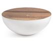 Masuta Cafea Metal Alb Cu Blat Lemn Natur Lancaster Ø 90 Cm X 38 H