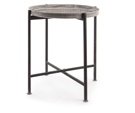 Črna železna zložljiva klubska mizica z mdf ploščo Anil Ø 42 cm x 48 h