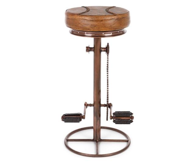 Cycle smeđa kožna barska stolica sa željeznim nogama Ø 42 cm X 80 V