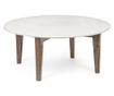Masuta Cafea Blat Marmura Alba Picioare Lemn Sylvester Ø 75 Cm X 32 H