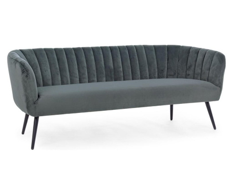 3 személyes kanapé fekete vas lábak, szürke bársonnyal kárpitozva Avril 178 cm x 71 cm x 69 hx 43 h1 x 66 h2