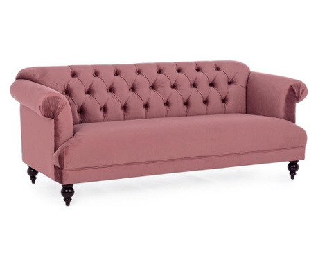 Trosed kavč črne lesene noge oblazinjene s pudrasto roza žametom Blossom 193 cm x 82 cm x 78 hx 44 h1 x 69 h2