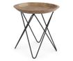 Masuta Cafea Cu Picior Fier Negru Si Blat Lemn Natur Zahira Ø 50 Cm X 50 H