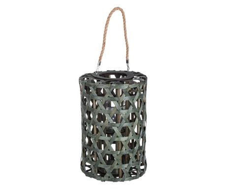 Závěsná bambusová lucerna zelená Šestihran Ø 26 cm x 40 v