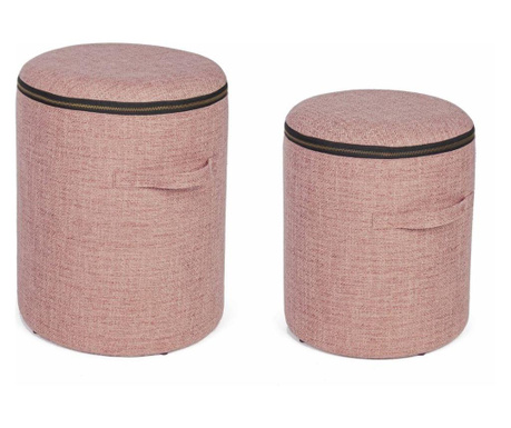 Комплект от 2 табуретки Плат за тапицерия Розово Черен С Място за Съхранение Radmila Ø 30.5 См X 38 H Ø 35 См X 44 H