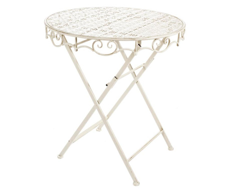 Fehér patinás kovácsoltvas összecsukható asztal Emily 70x75 cm