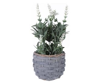 Bílá umělá levandule v bambusovém květináči 12 cm x 23 h