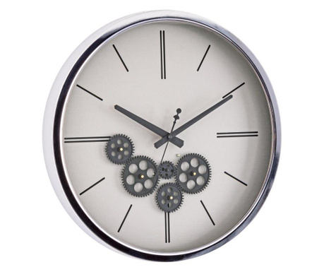 Stenska ura jekleno steklo belo srebrno Engrenage 46x5,8 cm