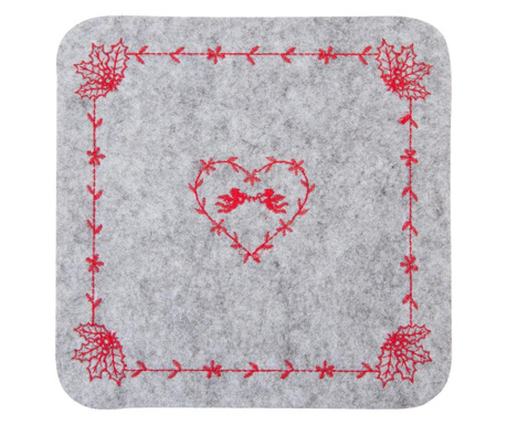 Sivo crveni tekstilni držač tanjura 25x25 cm