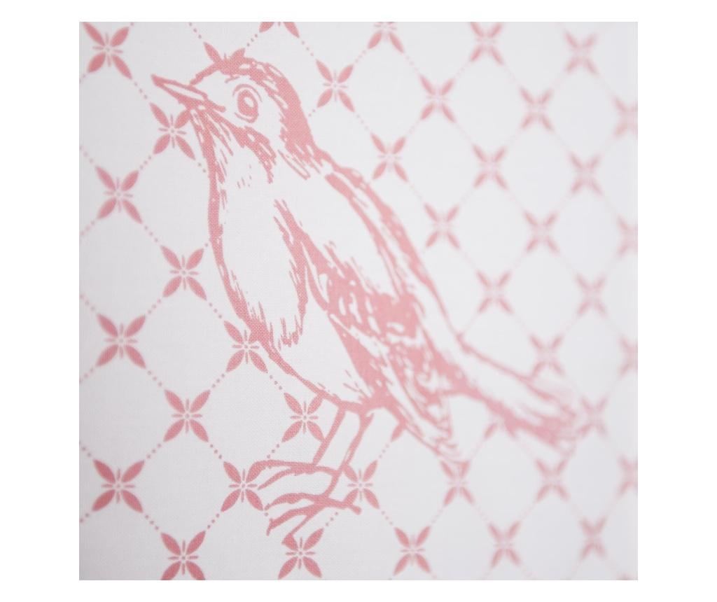 Bílý a růžový bavlněný ubrus s ptáčky 90*90 cm - 2