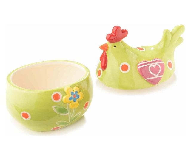 Κεραμικό μπολ Gallina με πράσινο καπάκι 14,5 cm x 11,5 cm x 15,5 h