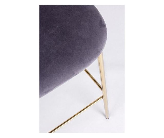 Barová stolička so zlatými železnými nohami a šedým zamatovým sedadlom Carry 51 cm x 55 cm x 105 hx 74 h1
