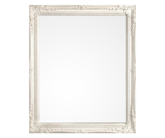 Ukrasno zidno ogledalo s Miro patiniranim bijelim drvenim okvirom 46x3x56 cm