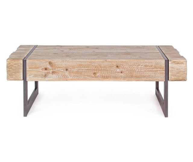 Konferenční stolek Garret s deskou z přírodního dřeva a hnědýma železnýma nohama, 120 cm x 60 cm x 40 cm