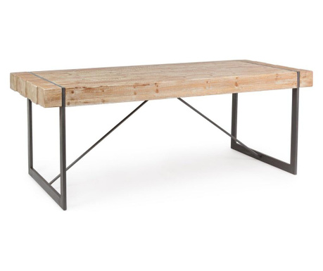 Smeđi željezni okvirni stol s pločom od prirodnog drva Garett 200 cm x 90 cm x 77 h