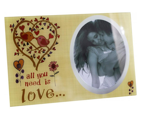 Stekleni namizni okvir za fotografije All you need is love 30 cm x 20 cm