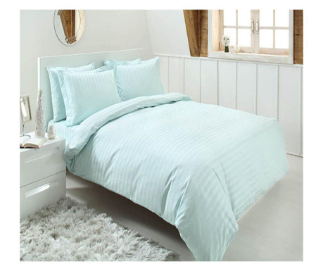Cearsaf de pat cu elastic 180x200 cm, 100% bumbac damasc, verde mint Sofi
