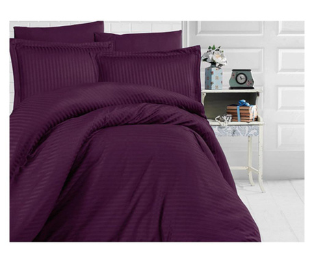 Cearsaf de pat cu elastic 180x200 cm, 100% bumbac damasc, mov Sofi