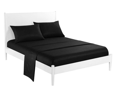 Cearsaf de pat cu elastic 180x200 cm, 100% bumbac damasc, negru Sofi