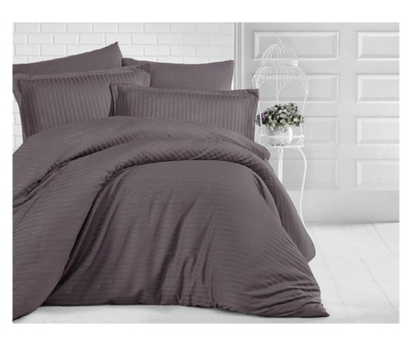 Cearsaf de pat cu elastic 180x200 cm, 100% bumbac damasc, gri Sofi