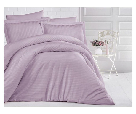 Cearsaf de pat cu elastic 180x200 cm, 100% bumbac damasc, lila Sofi