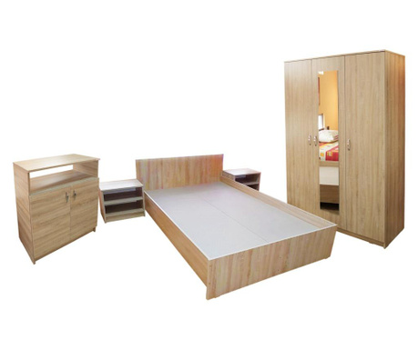 Set Dormitor Soft Sonoma cu pat pentru saltea 140x200 cm