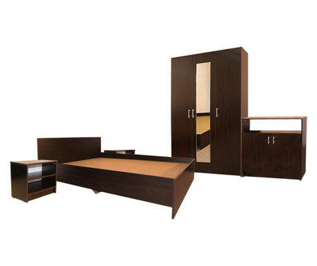 Set Dormitor Soft Wenge cu pat pentru saltea 120x200 cm
