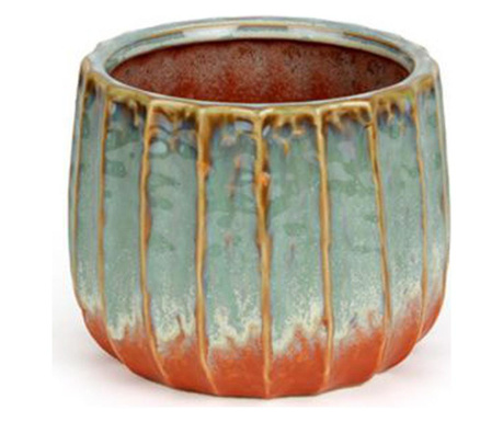 Ghiveci Ceramica Verde/maro Antichizat, 12.5x10.5 Cm