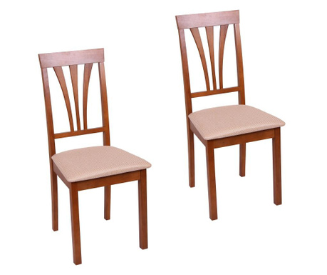 Set 2 scaune NIKA 7, Lemn, Walnut/Brighton Beige