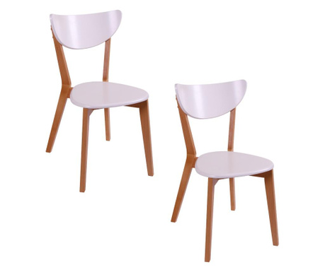 Set 2 scaune dining din lemn masiv Modern T, cadru fag, sezut si spatar alb