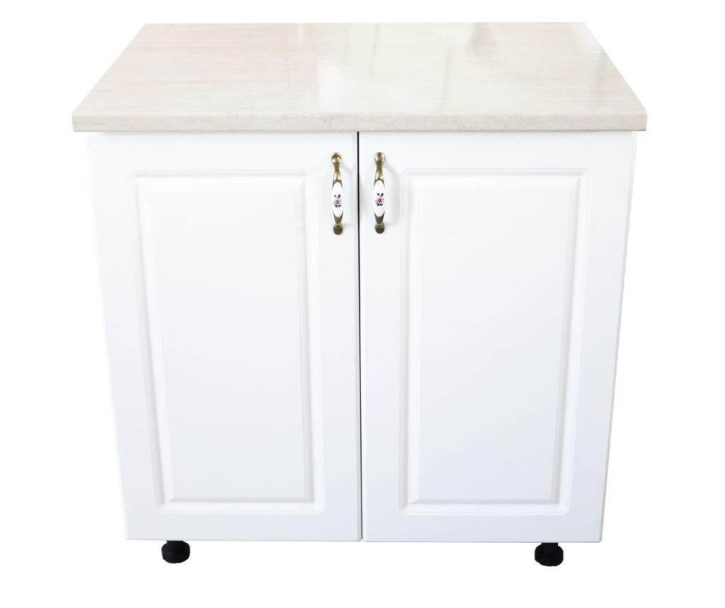 Corp inferior cu 2 usi 80 cm Zebra, Alba/MDF Alb Mat, cu blat Travertin 80 x 85 x 60 - 2