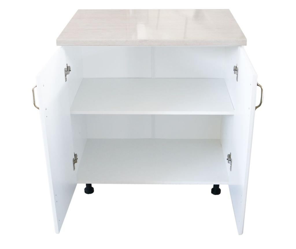 Corp inferior cu 2 usi 80 cm Zebra, Alba/MDF Alb Mat, cu blat Travertin 80 x 85 x 60 - 3