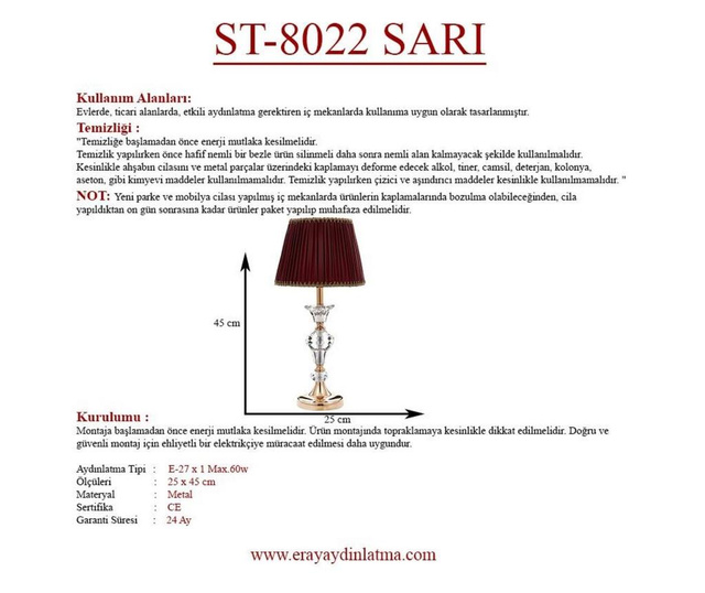 Lampa de masa Squid Lighting, metal (aluminiu), max. 25 W, galben, 25x25x45 cm